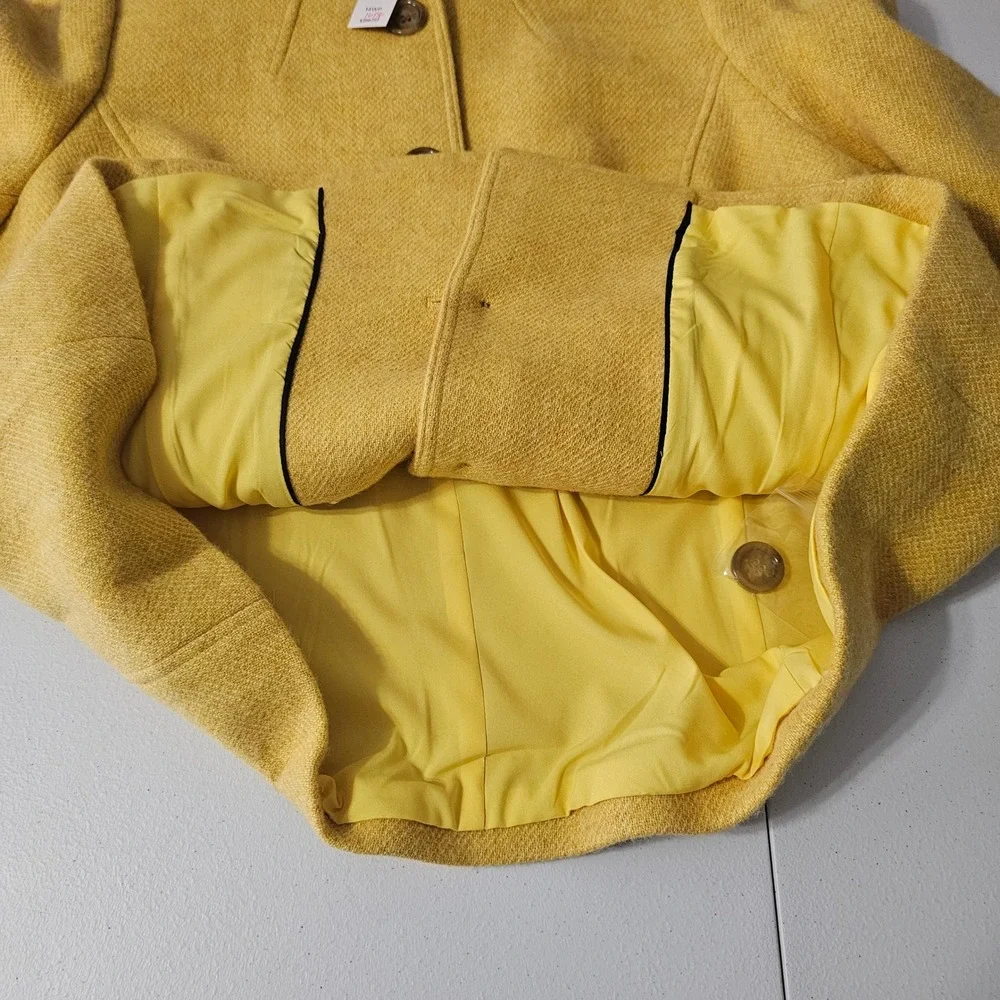 Talbots Wool Blend Jacket 14WP Yellow Band Collar Academia Preppy Classic Office